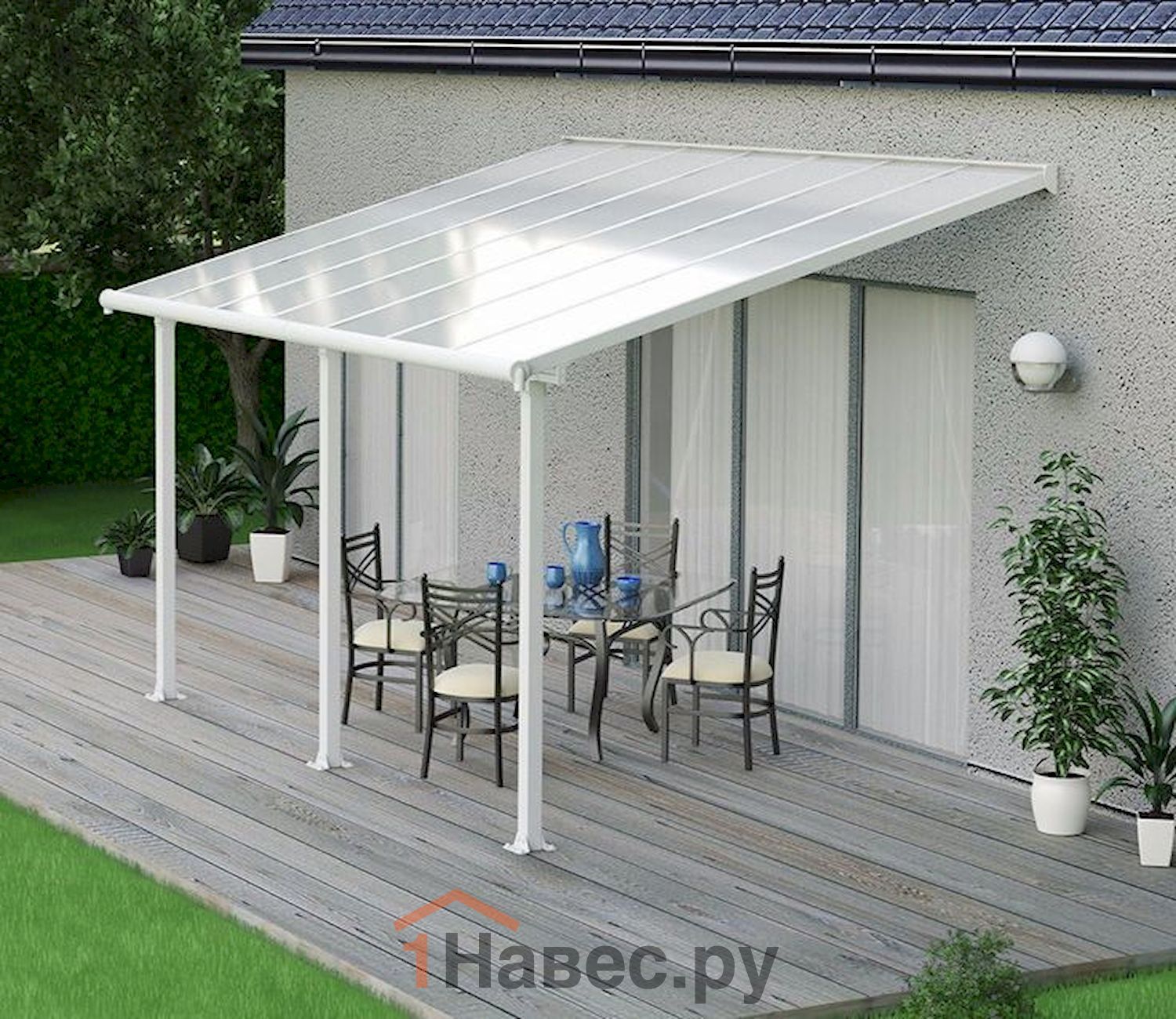 Навес пристенный терраса